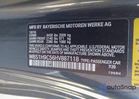 2017 BMW M2 z USA, uszkodzony, nr VIN WBS1H9C56HV887118